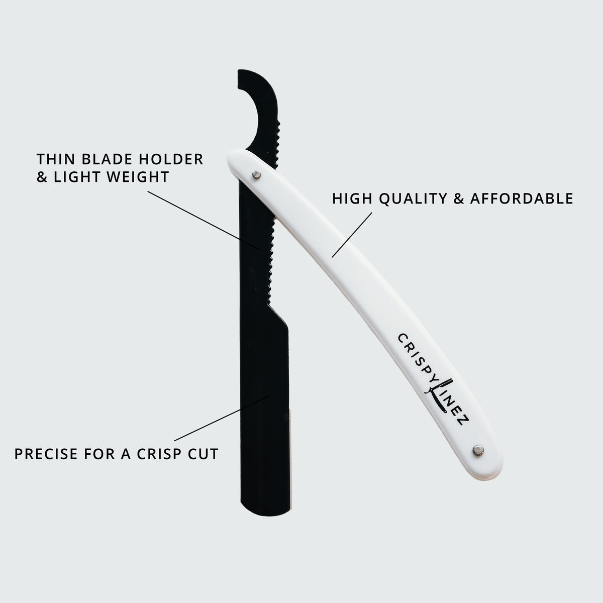 Turkish Razor | White Handle | Matte Black Blade Holder – Crispy Linez®